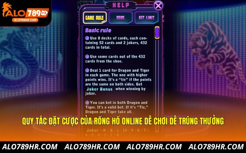 Quy tắc đặt cược của Rồng Hổ Online dễ chơi dễ trúng thưởng